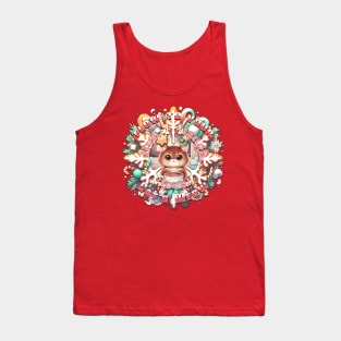 Christmas Cat Wreath Flow To Your Cats Meow 6A2 Tank Top